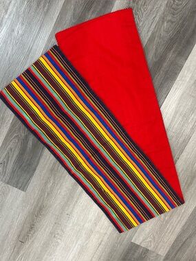 Fiesta Table Runner Multicolored Striped Reversible Red  12” X  69” Kitchenware
